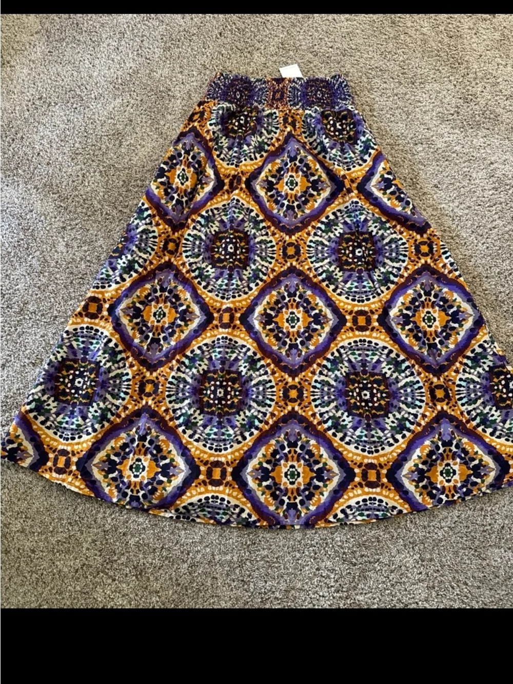 NWT Jennifer & Grace Ochre Kaleidoscope Print Maxi Skirt size Small - Picture 10 of 12